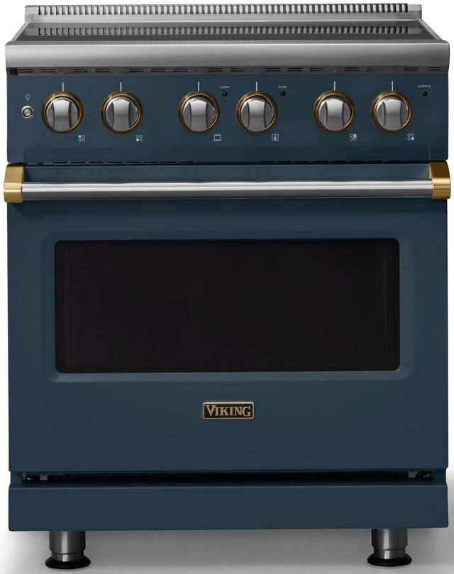 Viking® 5 Series 30" Squall Pro Style Electric Range with Brushed Brass Trim-0