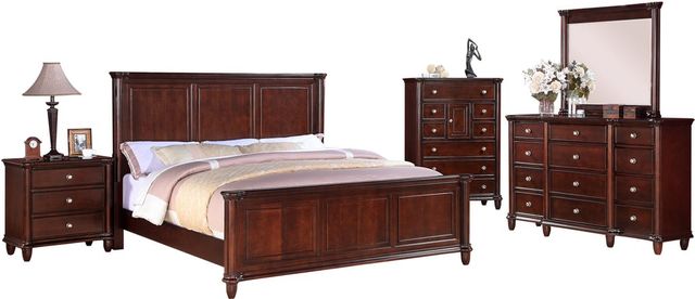 Elements International Hamilton Dark Wood Queen Bed-1