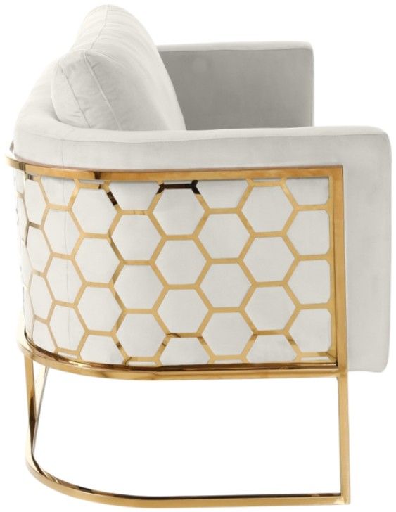 Meridian Furniture Casa Cream/Gold Velvet Sofa-3