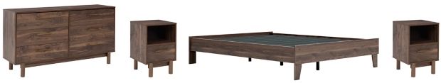 Signature Design by Ashley® Calverson 4-Piece Mocha Queen Platform Bed Set-0