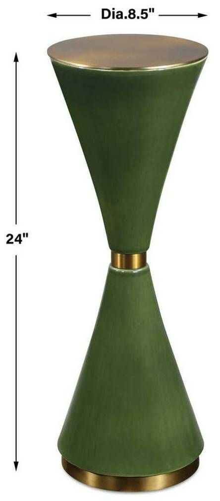 Uttermost® Ronde Jade Green Drink Table with Brass Accents-2