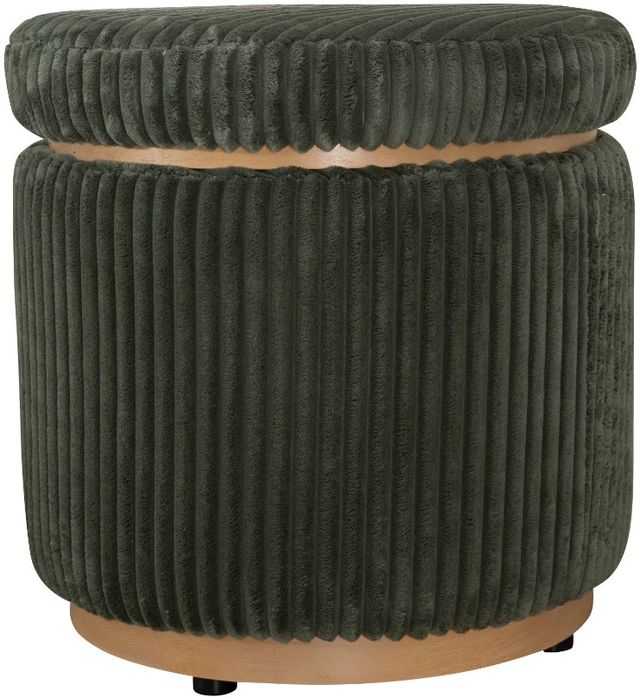 Linon Sunny Green Corduroy Round Ottoman-0