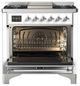 Ilve® Majestic III 36" White Pro Style Dual Fuel Natural Gas Range with Solid Door and Chrome Trim-1