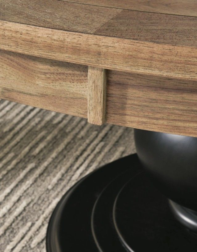 Signature Design by Ashley® Ridgester Light Brown Round Dining Table with Matte Black Base-2