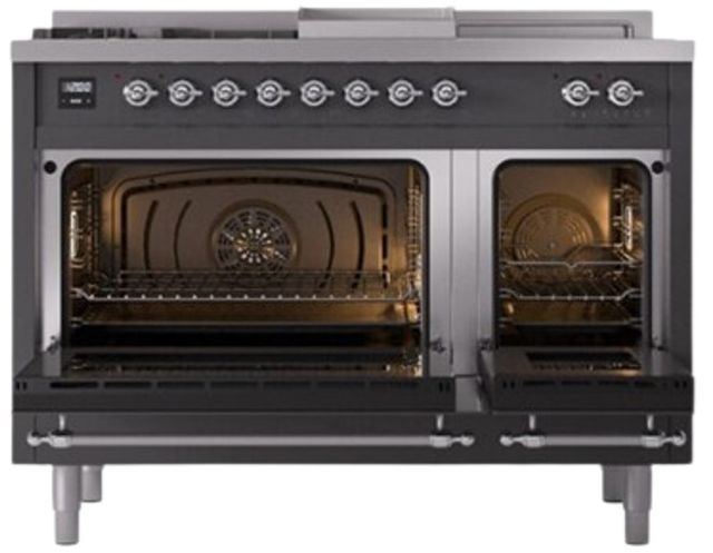 Ilve® Nostalgie II Series 48" Graphite Matte Pro Style Dual Fuel Range-1