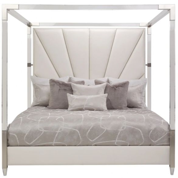 Michael Amini® Penthouse Ash Gray Eastern King Upholstered Canopy Bed-2