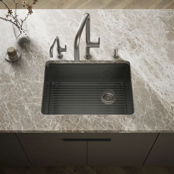KOHLER® Riverby® Thunder Gray 27" Undermount Single-Bowl Kitchen Sink-1