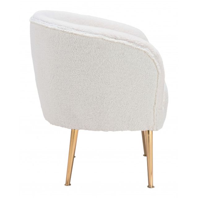 Zuo® Modern Sherpa Beige and Gold Accent Chair-1