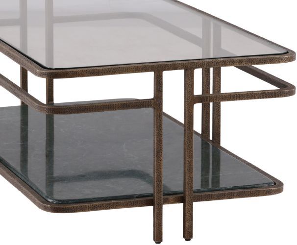 Furniture Classics Buckroe Tempered Glass Top Coffee Table with Iron Base-3