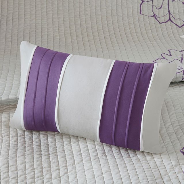 Olliix by Madison Park 6 Piece Purple Full/Queen Lola Reversible Cotton Printed Coverlet Set-3