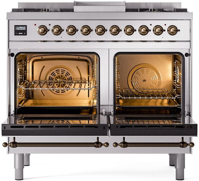 Ilve® Nostalgie II Series 40" Stainless Steel Pro Style Dual Fuel Range-1