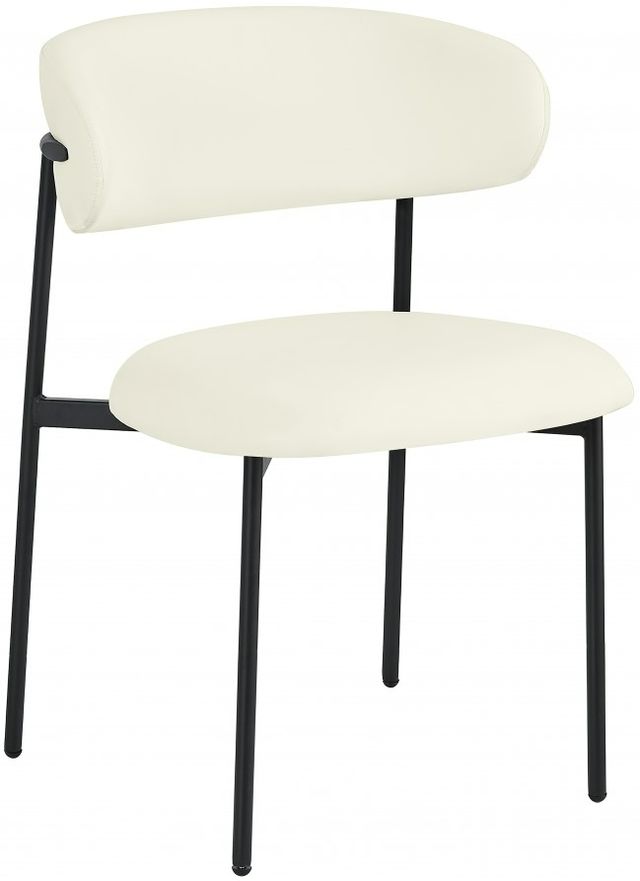 Meridian Furniture Lupita Cream/Matte Black Vegan Leather Dining Chair-0