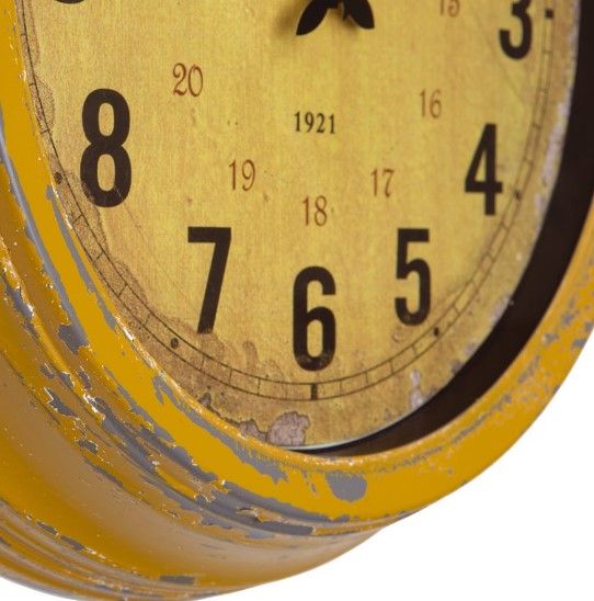 YHD Yellow Circular Iron Wall Clock-2
