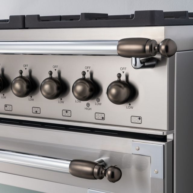 Bertazzoni Collezione Metalli Heritage Series Black Nickel Range and Hood Decor Set-0