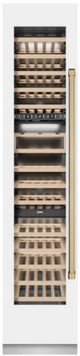 ZLINE Autograph Edition 18 in. 9 Cu. Ft. Triple Zone 68 Bottle Left Hinge Column Wine Cooler in White Matte with Champagne Bronze Accents-0