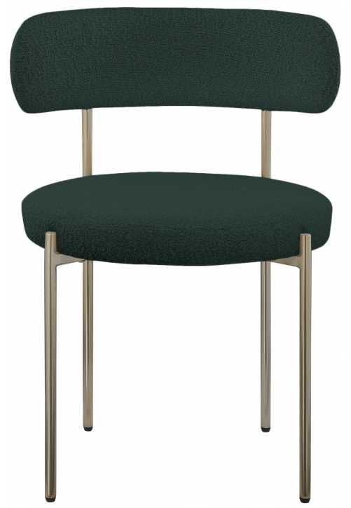 Meridian Furniture Beacon Green/Brushed Brass Boucle Upholstered Dining Chair-1