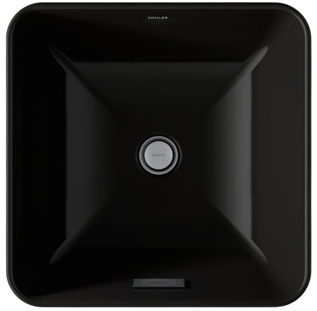 Kohler Vox® Black 16.25" Square Vessel Bathroom Sink-1