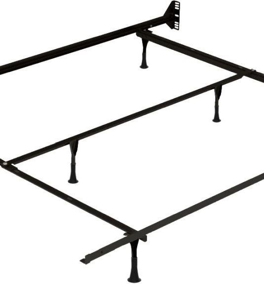 Beaudoin Black Twin XL Traditional Interlock Bed Frame with Plastic Glides-1