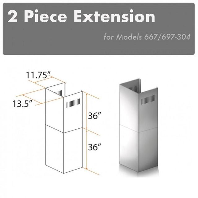 ZLINE 36" Stainless Steel Chimney Extension-3