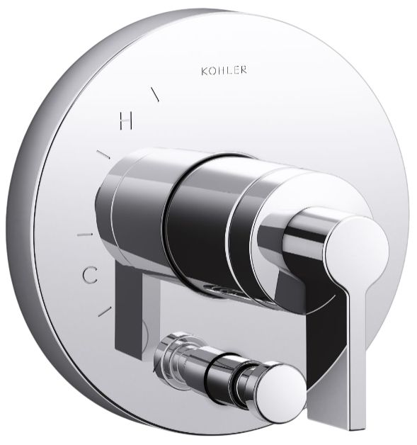KOHLER® Components® Rite-Temp® Polished Chrome Valve Trim with Lever Handle and Diverter-0