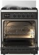 Ilve® Majestic III 30" Graphite Matte Pro Style Dual Fuel Liquid Propane Range with 5 Black Brass Burners and Burnished Trim-1