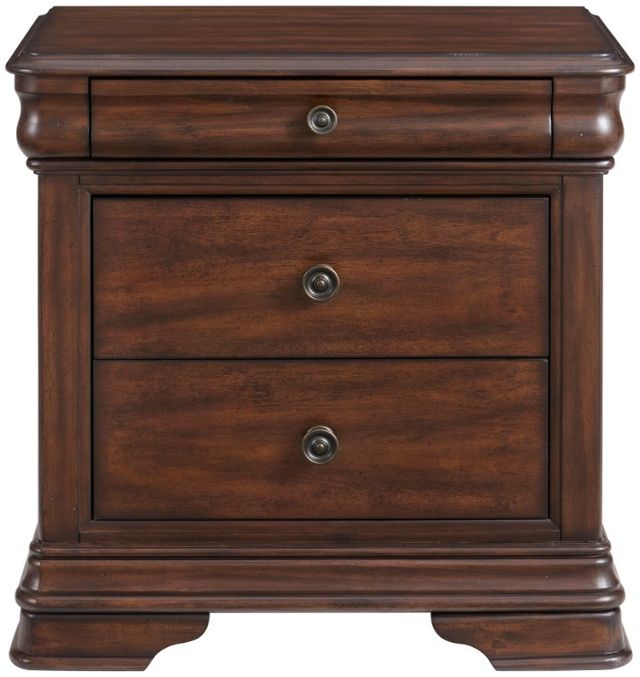 Elements International Phillipe Cherry 3-Drawer Nightstand with USB-1