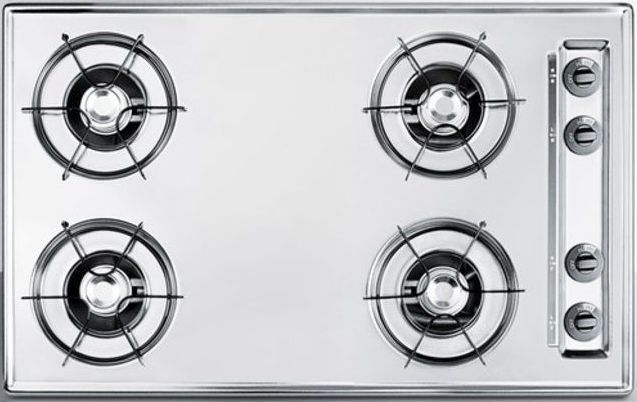 Summit® 30" Chrome Gas Cooktop-0