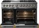 Viking® 5 Series 48" Stainless Steel Pro Style Dual Fuel (NG) Range with Brushed Brass Trim-1