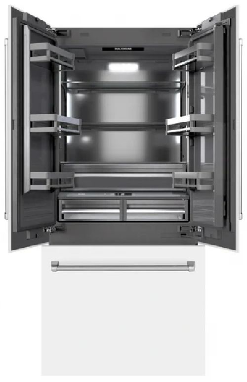 ZLINE 36" 19.6 Cu. Ft. White Matte Built-In French Door Refrigerator with Graphite Gray Interior-1