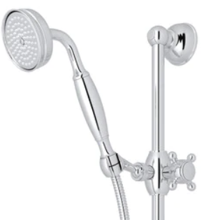 Rohl® Anti-Cal Series Polished Chrome Single-Function Anti-Calcium Handshower Hose Bar and Outlet Set-1