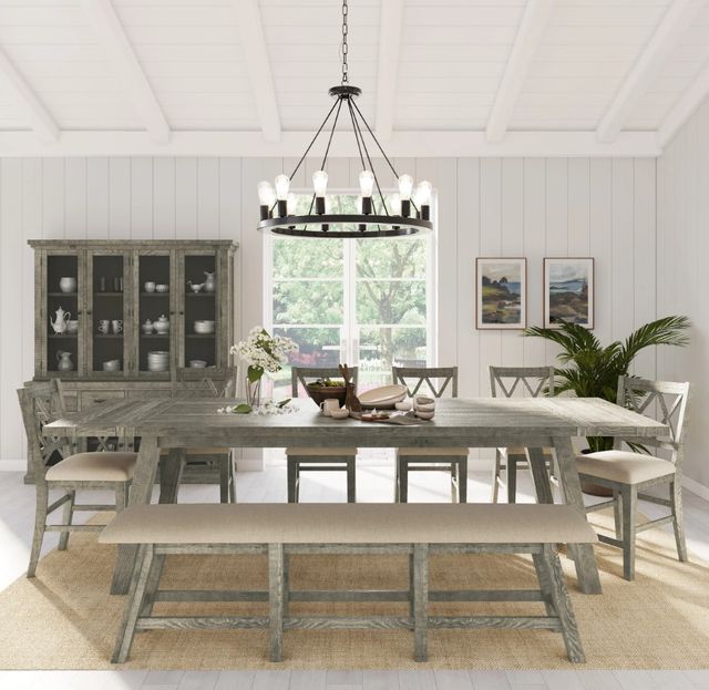 Jofran Inc. Telluride 8-Piece Driftwood Trestle Counter Dining Table Set-1