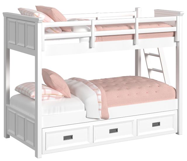 Elements International Hampton Kids White Youth Twin/Twin Loft Bed with Ladder and Trundle-0
