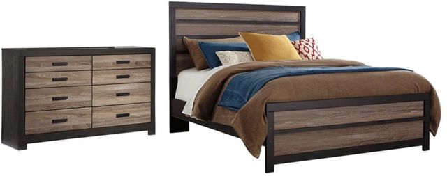 Signature Design by Ashley® Harlinton 2-Piece Warm Gray/Charcoal Queen Panel Bed Set-0