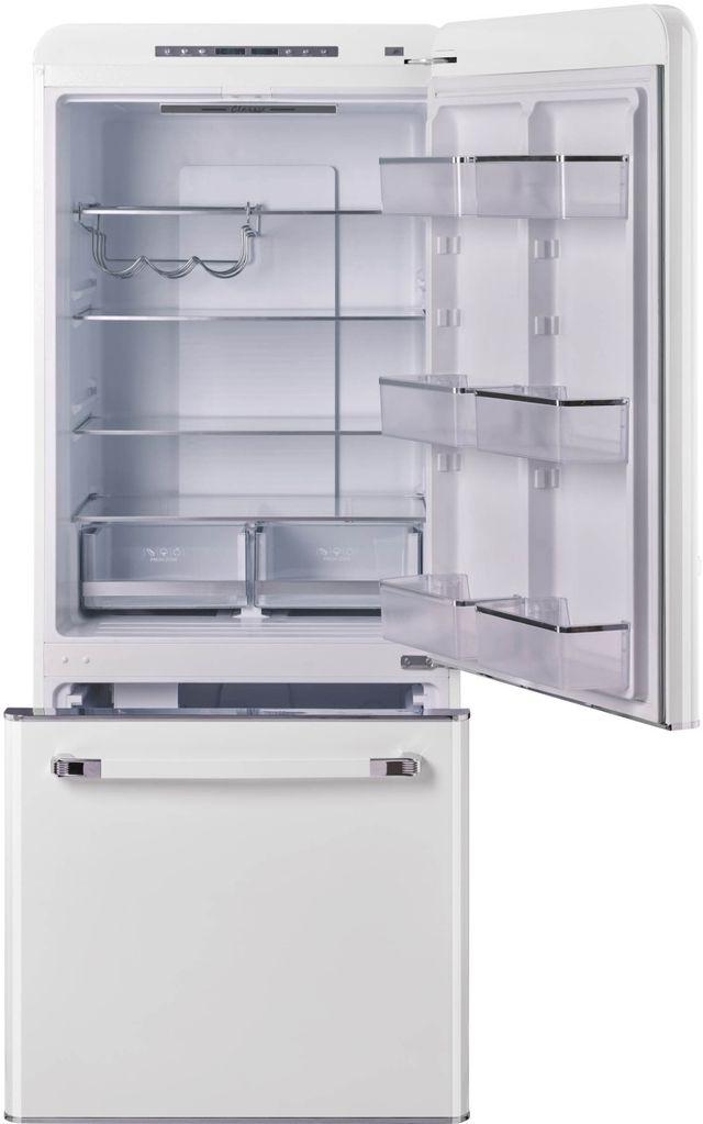Unique® Appliances Classic Retro 24 in. 18.0 Cu. Ft. Marshmallow White Bottom Freezer Refrigerator-1