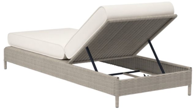 Sunset West Manhattan Dove Gray Resin Wicker Outdoor Chaise Lounge with Linen Canvas Cushion-2