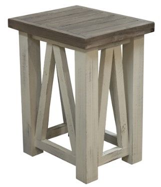 American Wholesale Furniture Spencer Granite Chairside Table with White Base-0