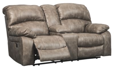 Signature Design by Ashley® Dunwell Driftwood Power Reclining Loveseat with Console and Adjustable Headrest-3