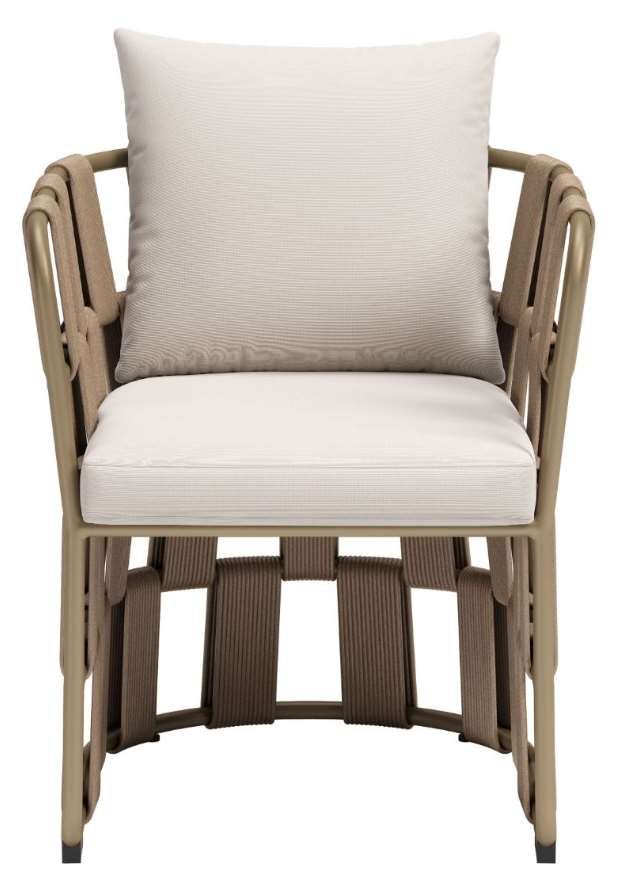 Zuo® Modern Quadrat Brown/White Aluminum Fabric Outdoor Dining Chair-1