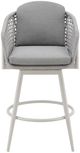 Armen Living Rhodes Gray/White Aluminum Outdoor Swivel Bar Stool-1