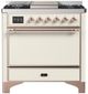 Ilve® Majestic III 36" Antique White Pro Style Dual Fuel Natural Gas Range with Solid Door and Copper Trim-0