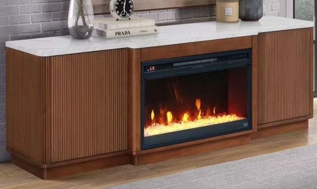 Legends Home Parker 65" Brown/White Fireplace Console-0
