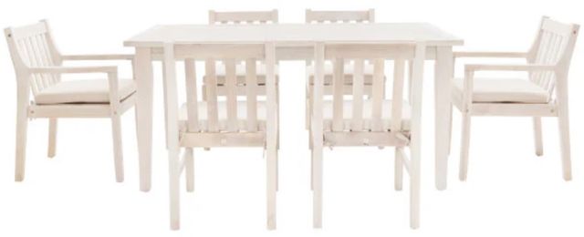 Linon Svana 7-Piece Natural Fabric/Wood Outdoor Dining Set-1