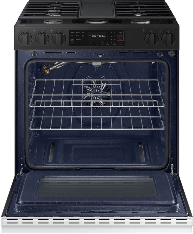 Samsung Bespoke 30" White Glass Slide In Gas Range-3
