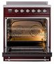 Ilve® Nostalgie II Noblesse 30'' Burgundy Pro Style Induction Range with Chrome Trim-2