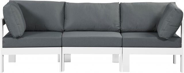 Meridian Furniture Nizuc 3-Piece Gray/White Aluminum/Fabric Outdoor Patio Modular Sofa-1