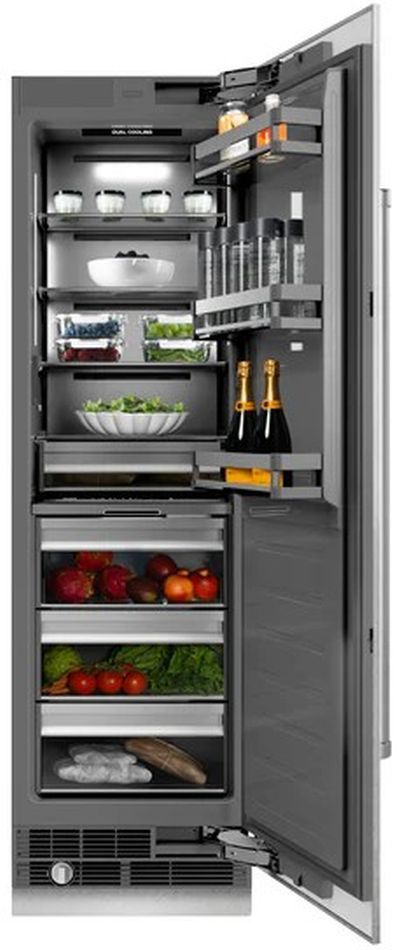 ZLINE 24" 12.5 Cu. Ft. Satin Stainless Steel Column Refrigerator with Graphite Gray Interior-2