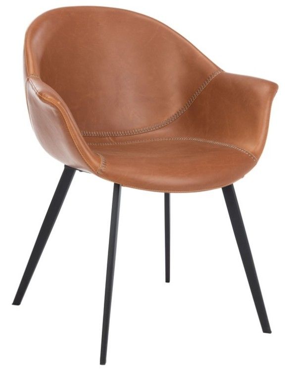 Safavieh Dublin 2-Piece Black/Cognac Dining Tub Arm Chair Set-1