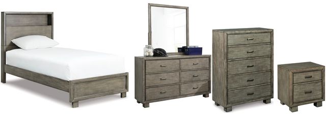 Signature Design by Ashley® Arnett 5-Piece Gray Twin Bookcase Bed Set-0