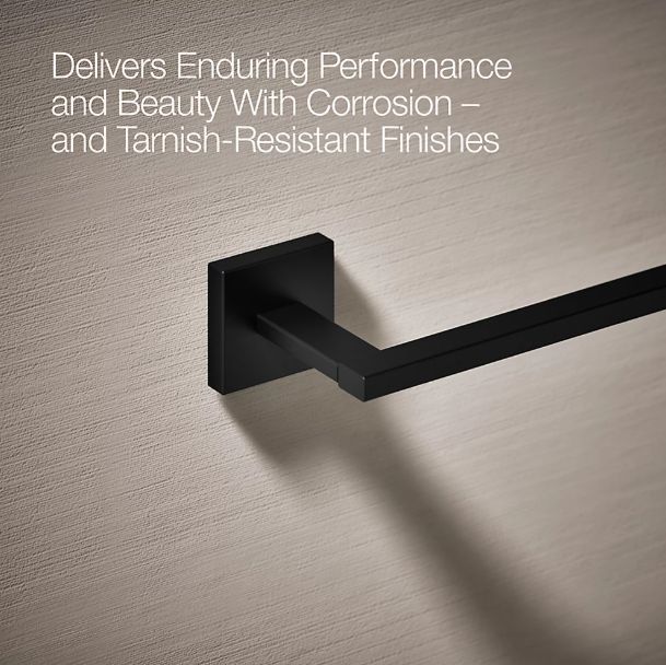 KOHLER® Square Matte Black 12" Towel Bar-4
