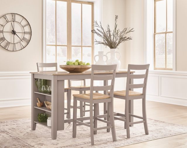 Signature Design by Ashley® Harperfeld Natural Rectangular Counter Table with Gray Base-1